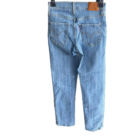 LEVI’S 721 Blue Striped Denim Jeans High Rise Straight WOMENS SIZE 25 - Picture 6 of 7
